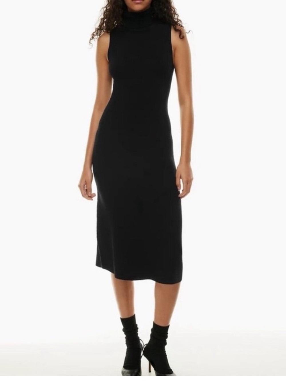 Wilfred Aritzia Mimi Dress Black Turtleneck Sleeveless Midi Sweater Knit Medium